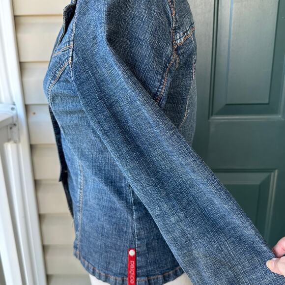 Vintage Ecko Red Denim Blazer Jacket Y2K Fitted Stretch Jean Jacket Sz S - Picture 4 of 11